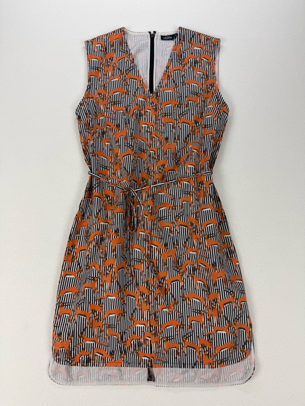 Kate Spade Saturday Gazelle Print Mini Dress Sleeveless V-Neck Tie Waist Safari